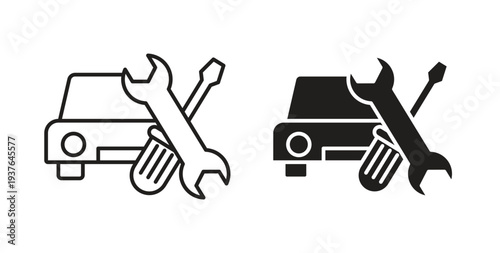 Car mechanic icon in line design. Editable stroke icon.