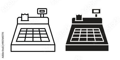 Cash register icon in line design. Editable stroke icon.