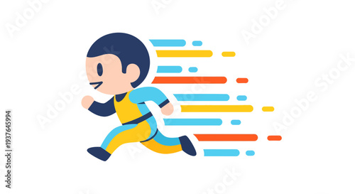 Running man vector illustration, flat design, for speed, success, sport, competition, active lifestyle.