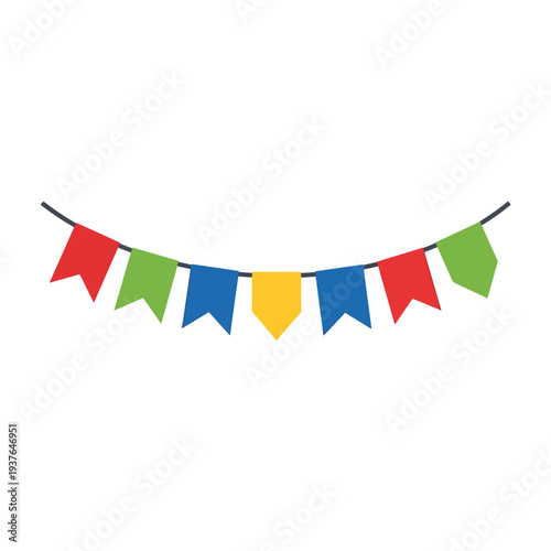 Colorful Party Flags Hanging on Rope.
