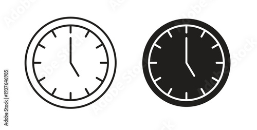 Clock-five icon in line design. Editable stroke icon.