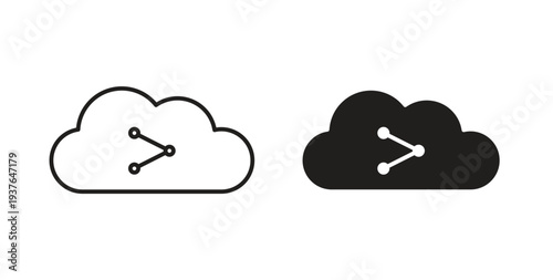 Cloud share icon in line design. Editable stroke icon.
