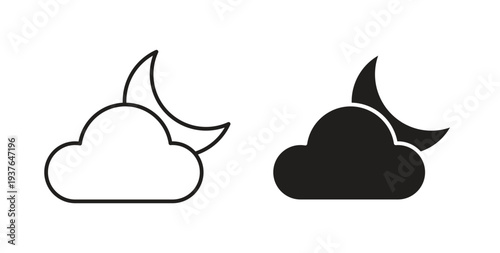 Cloud moon icon in line design. Editable stroke icon.