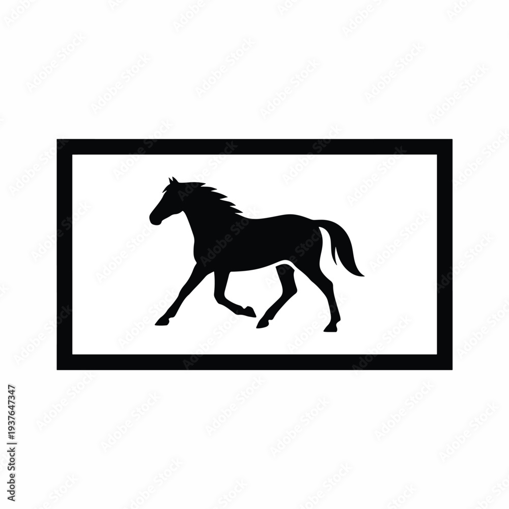 Fototapeta premium Black Silhouette of Running Horse Icon.