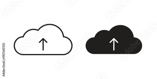 Cloud upload icon in line design. Editable stroke icon.