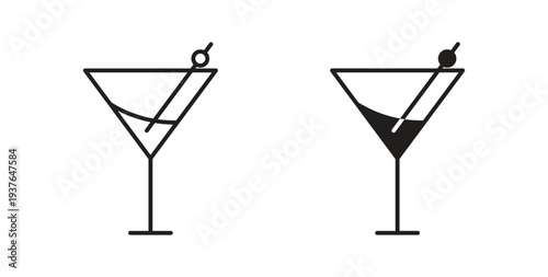 Cocktail icon in line design. Editable stroke icon.