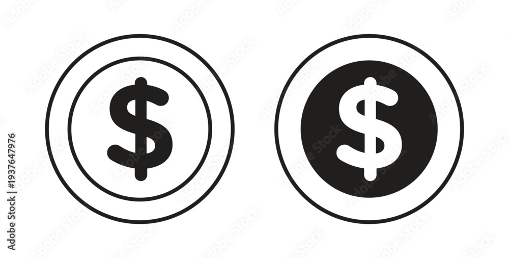 Fototapeta premium Coin icon in line design. Editable stroke icon.