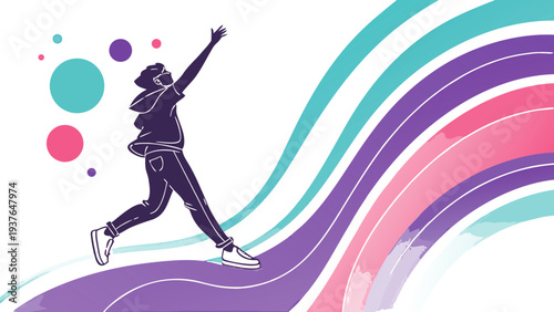 Modern Abstract Fluid Wave Shapes Vertical Poster Design with Bright Gradient Colors and Transparent Background Vector