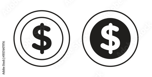 Coin icon in line design. Editable stroke icon.