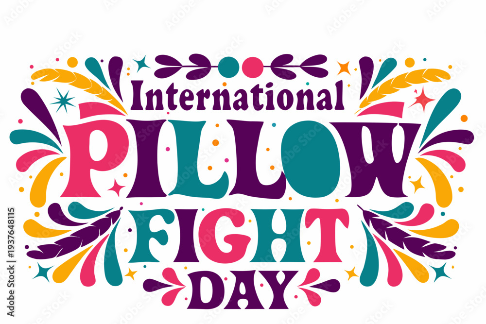 Obraz premium Pillow Fight Celebration Vector, International Pillow Fight Day Fun Illustration