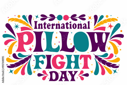 Pillow Fight Celebration Vector, International Pillow Fight Day Fun Illustration