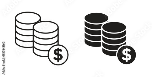 Coins icon in line design. Editable stroke icon.