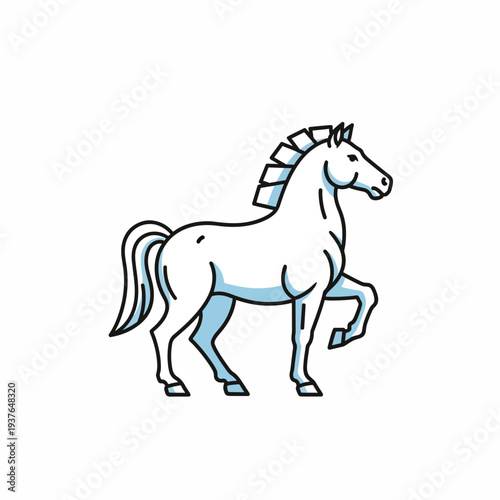 White Horse Illustration with Flowing Mane.
