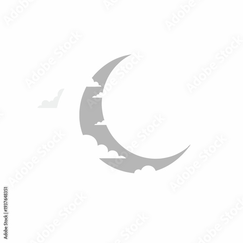 Crescent Moon Shape with Jagged Edges.