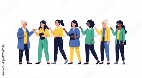 Diverse group of people standing in line holding hands and supporting each other in a symbol of unity and friendship