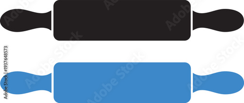 Black and blue rolling pins on white background kitchen utensils baking tools