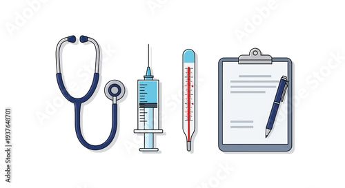 Medical Tools and Clipboard.