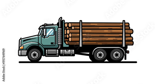 Logging Truck Transporting Timber.
