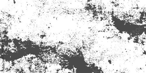 Vintage black ink splat abstract grunge background featuring a dirty paint spray texture and a decorative floral splatter border illustration for an artistic wallpaper design