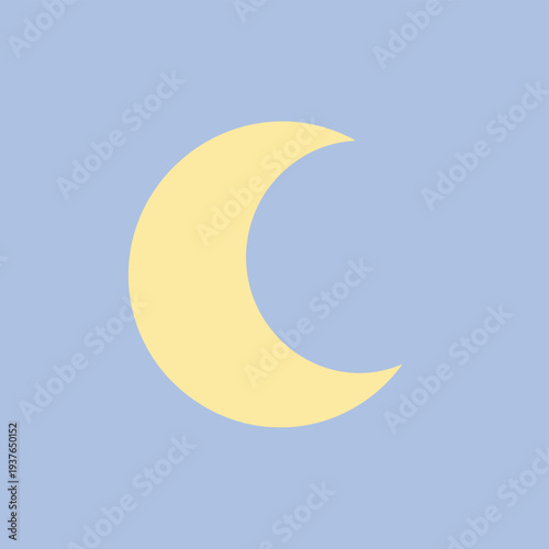 Yellow Crescent Moon Shape Illustration.