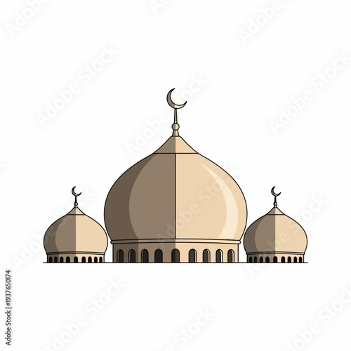 Islamic Mosque Domes with Crescent Moon.