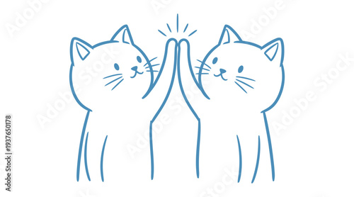 Two cute cats high fiving each other in a heartwarming moment of friendship and joy