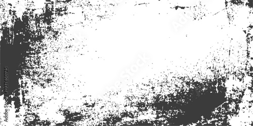 Abstract black and white grunge frame design featuring a dark ink splash texture with vintage paint splatters and a dirty spray pattern vector illustration for a silhouette border wallpaper