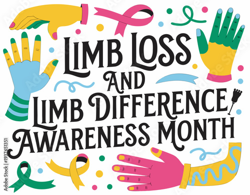 Disability Awareness Vector, Limb Loss and Limb Difference Month Concept Illustration