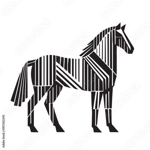 Modern abstract vector horse created using multiple straight lines, combining minimal geometry with expressive artistic design.
