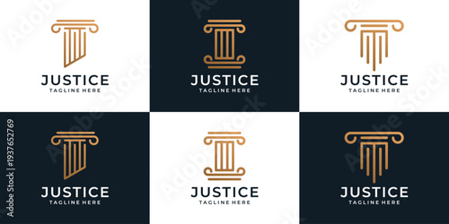 Set of creative justice legal attorney logo template
