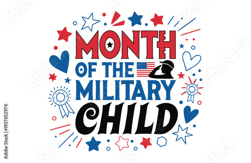 Military Child Appreciation Month Vector, Support and Recognition Illustration
