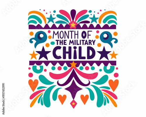 MONTH OF THE MILITARY CHILD vector illustration isolated on white background