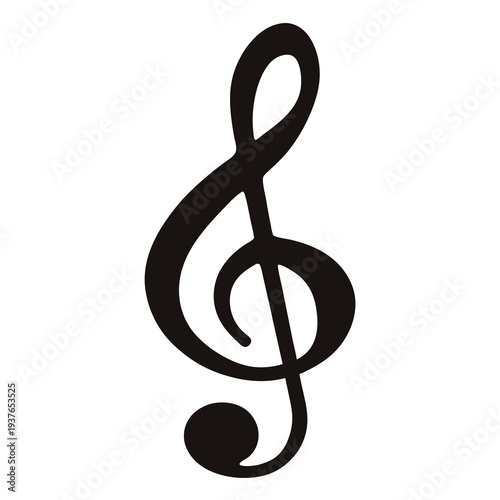 Elegant treble clef symbol in black on a clean white background