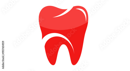 Red Tooth Icon - Dental Health, Oral Care, Dentist Symbol