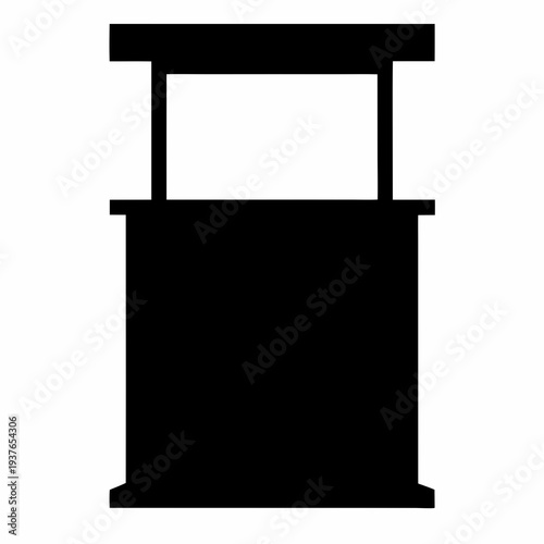 Black Silhouette of a Food Booth or Stand for Market, Business