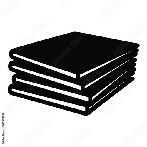Stack of Four Books Shown in Silhouette on a White Background