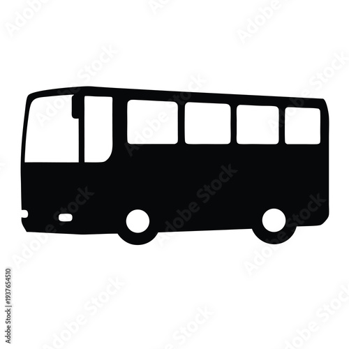 Silhouette depiction of a bus used for public transport or tours