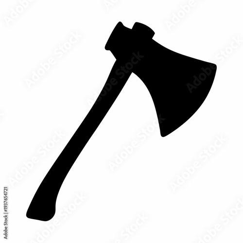 Silhouette of a traditional axe or hatchet tool against a white background