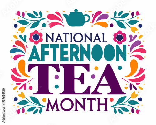 Elegant Afternoon Tea Vector, Cakes, Teacups and Tea Party Concept Illustration