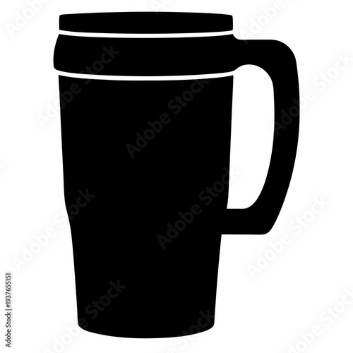 Simplified black and white illustration of a pint glass with handle
