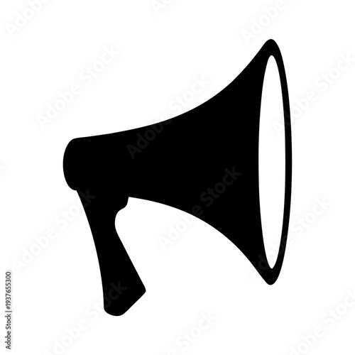 A simple black vector illustration of a megaphone on white background