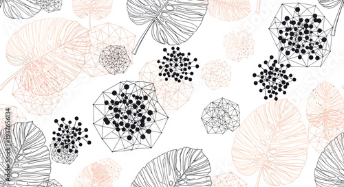 Geometric leaves and botanical illustrations in modern design