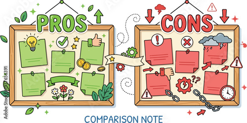 Pros and Cons Comparison Chart templet | Colorful & 
neutral Vector Illustration.