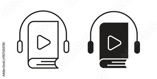 Audiobook icon, Outline Symbol Illustration, Editable Stroke perfect for logos and more