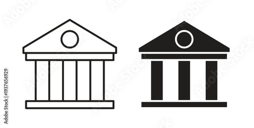 Bank icon, Outline Symbol Illustration, Editable Stroke perfect for logos and more