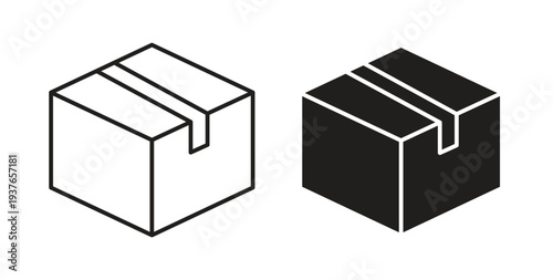 Box icon, Outline Symbol Illustration, Editable Stroke perfect for logos and more