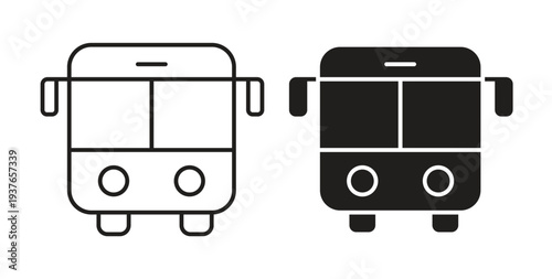 Bus icon, Outline Symbol Illustration, Editable Stroke perfect for logos and more