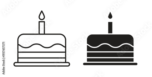 Cake icon, Outline Symbol Illustration, Editable Stroke perfect for logos and more