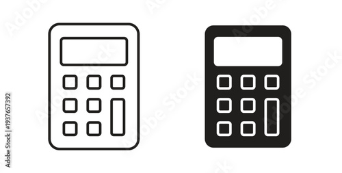 Calculator icon, Outline Symbol Illustration, Editable Stroke perfect for logos and more