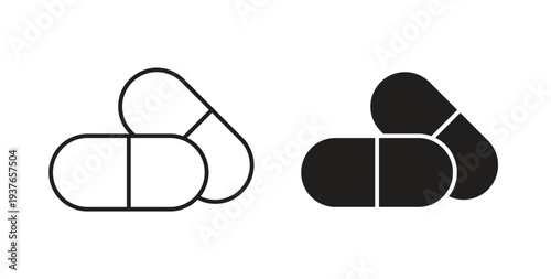 Capsule icon, Outline Symbol Illustration, Editable Stroke perfect for logos and more